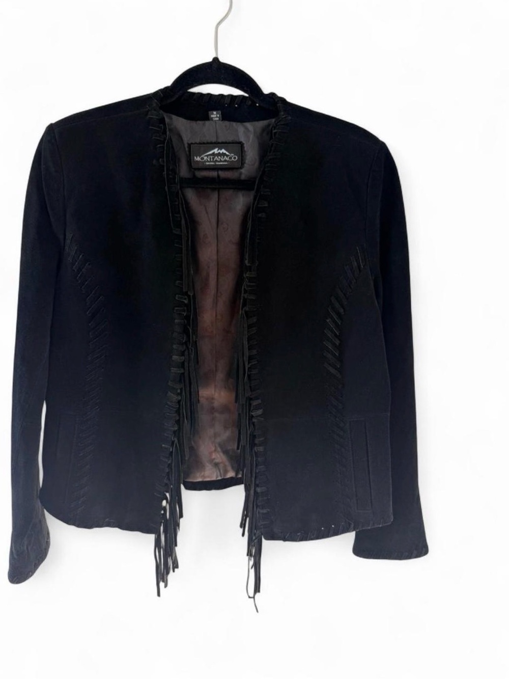 Montana Co. Women's Black Suede Fringe Leather Jacket